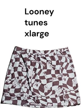 Warner Bros. Looney Tunes Brown and White Checkerboard Mini Skirt